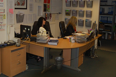Nicola and Carol in Sudden Impact Office.